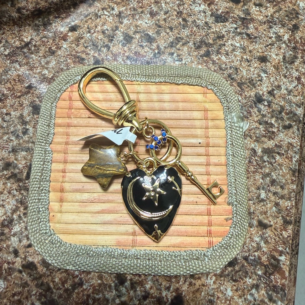 Madewell Gold and Black Keychain with Charms